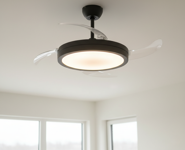 Gizli Kanat Ledli Ses ve Kumanda Kontrollü Tavan Vantilatörü Siyah KCF306 - Image 1