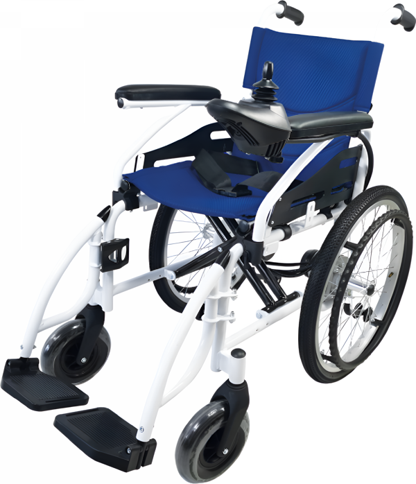 Poylin P200C Katlanabilir Çocuk Akülü Tekerlekli Sandalye Mavi | Katlanabilir Çelik Gövde, Elektromanyetik Fren, 120 kg Kapasite - Image 1