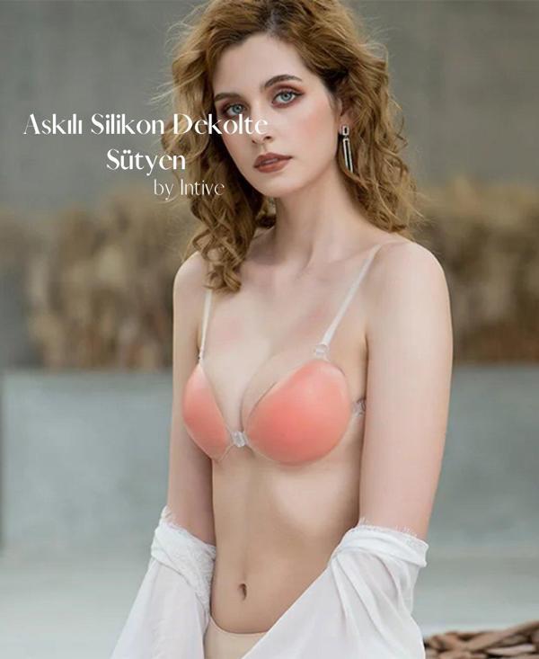 Ten Rengi Dekolte Silikon Yapışkanlı Önden Kopçalı Askılı Sütyen - Image 1