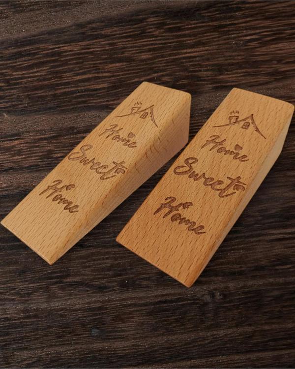 2 Adet Ahşap Kapı Stoperi Kapı Takoz Durdurucu Home Sweet Home Evim Güzel Evim Yazılı  - Image 1