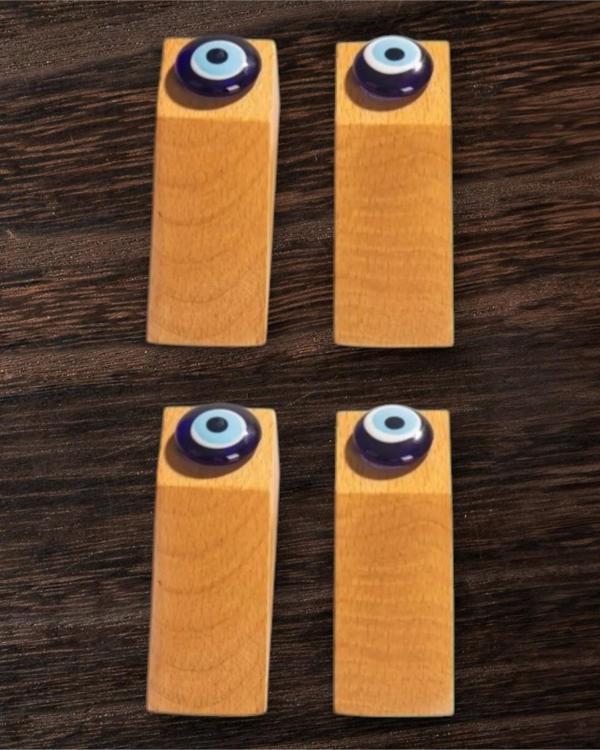 Kapı Stoperi, Kapı Tutucu, Kapı Takozu, Kaydırmaz Aparatlı Nazar Boncuklu 4 Adet - Image 1