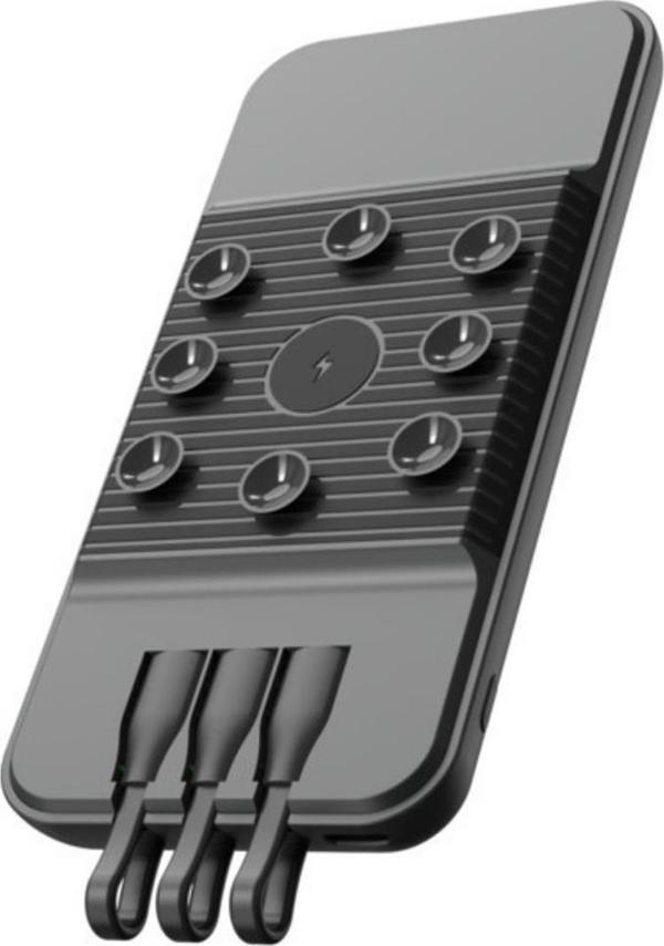 Snapmax Snp-3007 10.000 Mah Siyah Vantuzlu Kablosuz Ve 3İn1 Kablolu Powerbank - Image 1