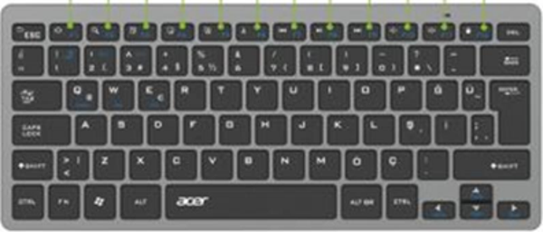 Acer Okr220 Siyah Multidevice Dual Mode 2.4Ghz Bluetooth Klavye Smart Tv - Android - Image 1