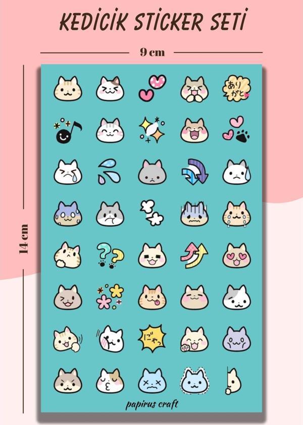 Papirus Craft Kedicik 32 Li Sticker , Etiket ,Çıkartma Seti - Image 1