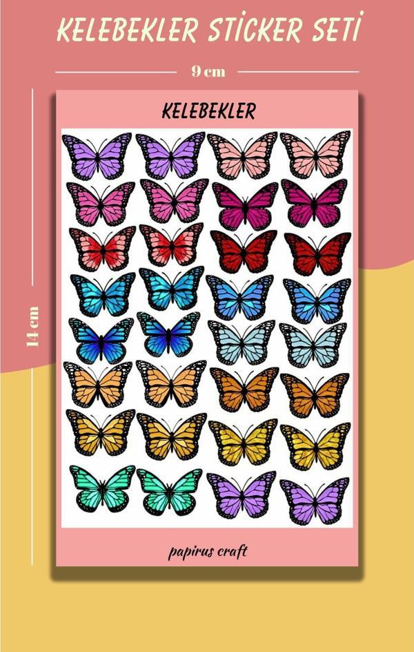 Papirus Craft Kelebekler 32 Li Sticker , Etiket ,Çıkartma Seti - Image 1