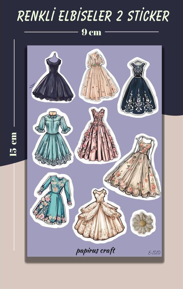 Papirus Craft Renkli Elbiseler Sticker Seti 2 , Çıkartma , Etiket Seti - Image 1