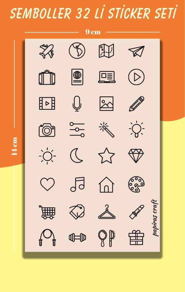 Papirus Craft Semboller 32 Li Sticker , Etiket ,Çıkartma Seti - Image 1