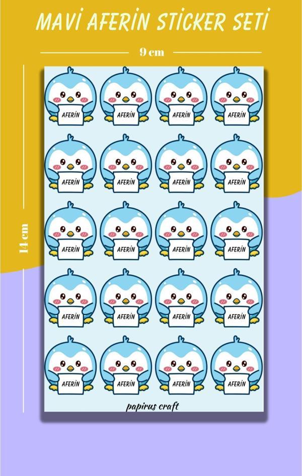 Papirus Craft Öğretmen Sticker Seti Öğrenci Ödül 20 Li Aferin , Aferin Tebrik Ödev Çıkartması - Image 1