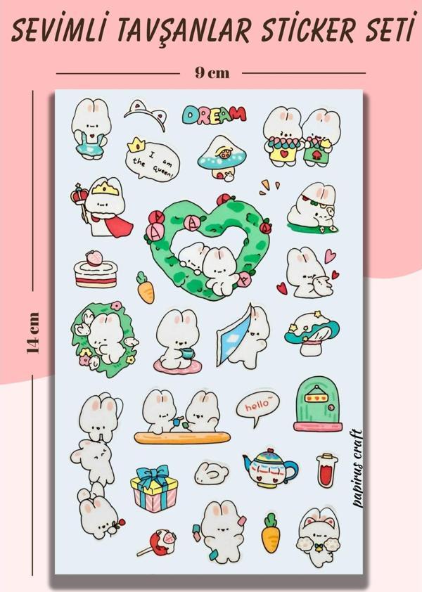 Papirus Craft Sevimli Tavşanlar 28 Li Sticker Çıkartma - Image 1