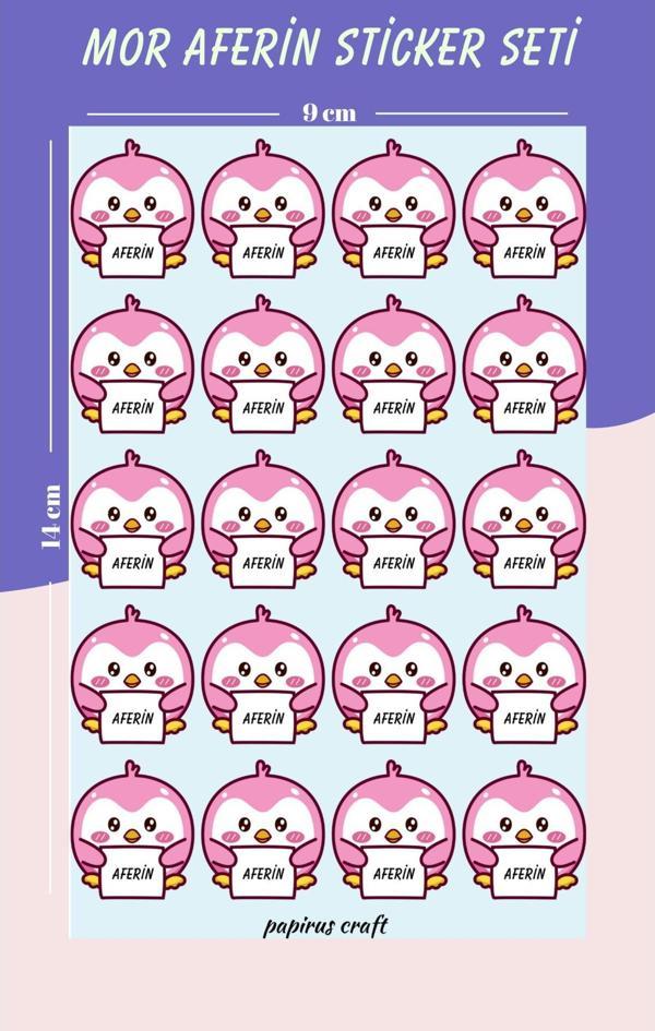Papirus Craft Öğretmen Sticker Seti Öğrenci Ödül 20 Li Aferin , Aferin Tebrik Ödev Çıkartması - Image 1