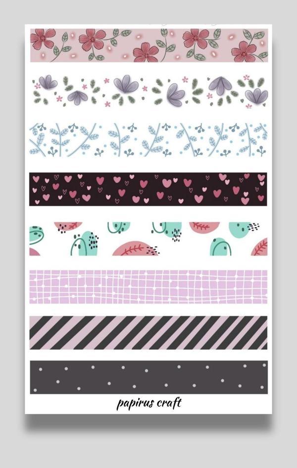 Papirus Craft 8 Li Şerit Bant Sticker Çıkartma - Image 1