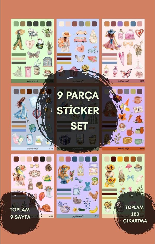 Papirus Craft 9 Lu Soft Renkler , Kız Sticker Seti 180 Çıkartma - Image 1