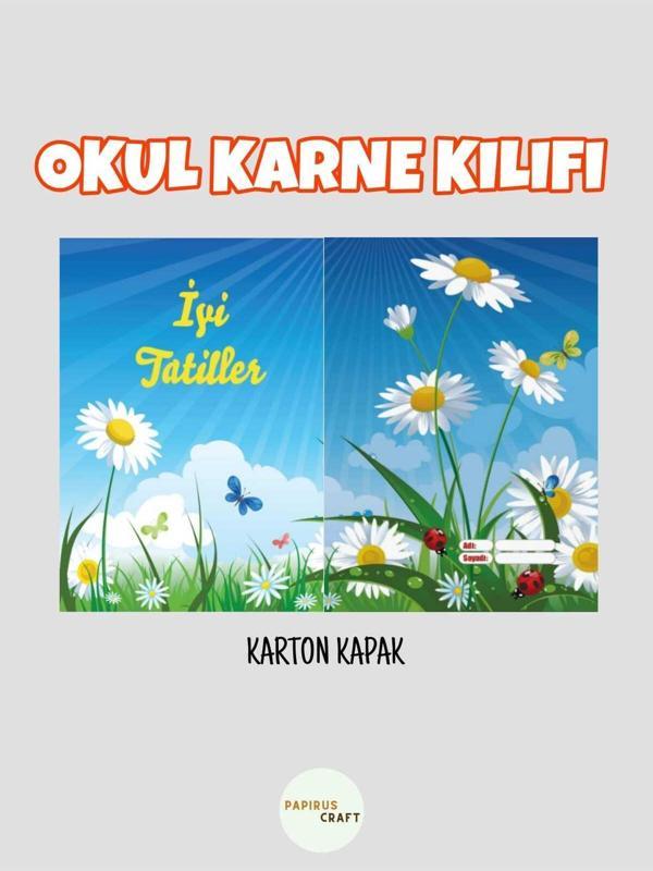 Papirus Craft Çiçekli Karne Kılıfı , 10 Adet , Karne Kabı , Karne Hediyesi , Öğrenci , Karne - Image 1