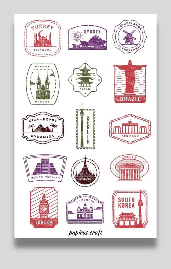 Papirus Craft Dünya Şehirleri 15 Li Sticker Çıkartma - Image 1