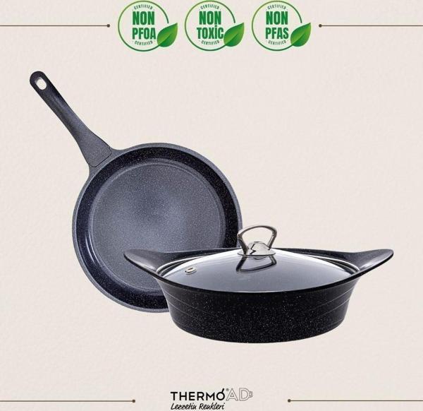 ThermoAD Tencere Tava Seti  Pyro Serisi  3 Parça Gri 26cm - Image 1