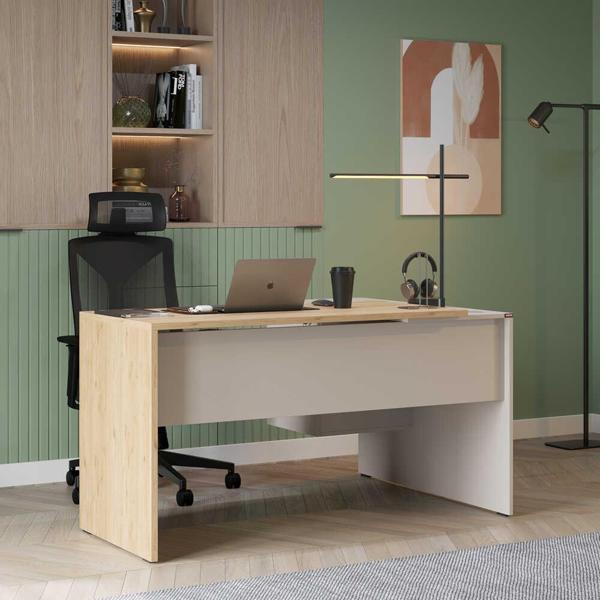 Madrid 3 Çekmeceli L Çalışma Masası - Florida Meşe/Vizon 140x75x107 cm - Image 1