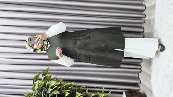 Kadın Büyük Beden Rahat Kalıp Ottoman Kumaş Dört Mevsim Çelik Örme Yelek - Image 1