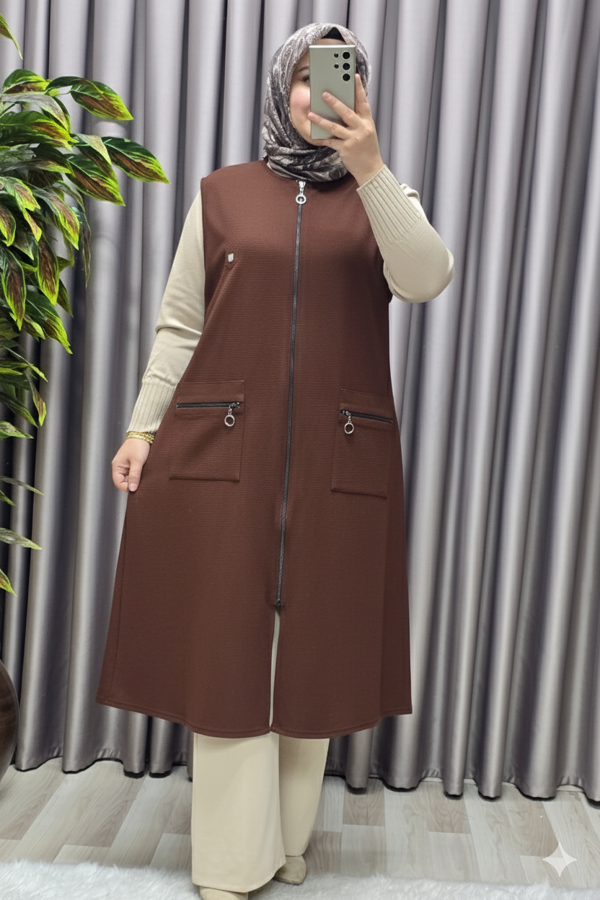 Kadın Tesettür Giyim Büyük Beden Ottoman Yelek  - Image 1