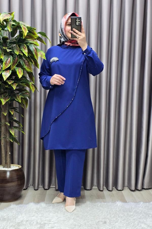 Kadın Tesettür Giyim Büyük Beden Çağla Krep İkili Takım  - Image 1