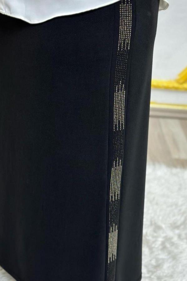 Kadın Tesettür Giyim Büyük Beden Yan Taşlı Kalem Etek  - Image 1