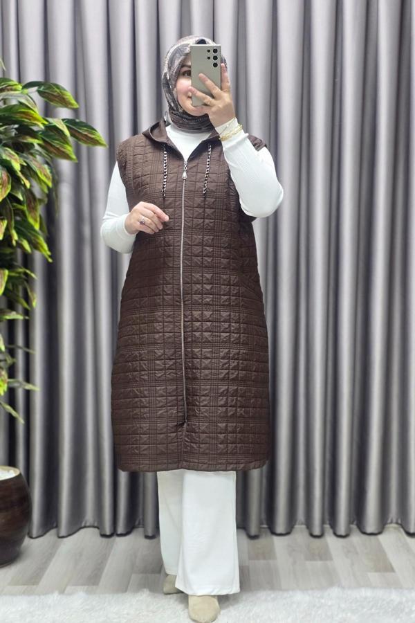 Kadın Giyim Büyük Beden Kapitone Dik Cep Yelek  - Image 1