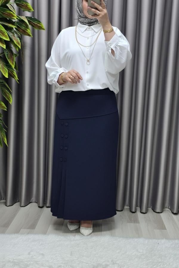 Kadın Giyim Büyük Beden Suna Düğmeli Etek  - Image 1