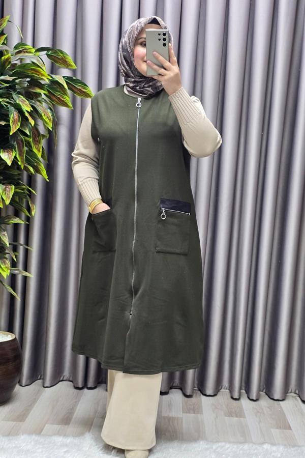 Kadın Tesettür Giyim Büyük Beden Ottoman Yelek  - Image 1