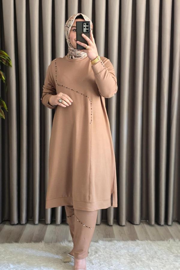 Kadın Tesettür Giyim Büyük Beden Mihra Pantolonlu İkili Takım  - Image 1