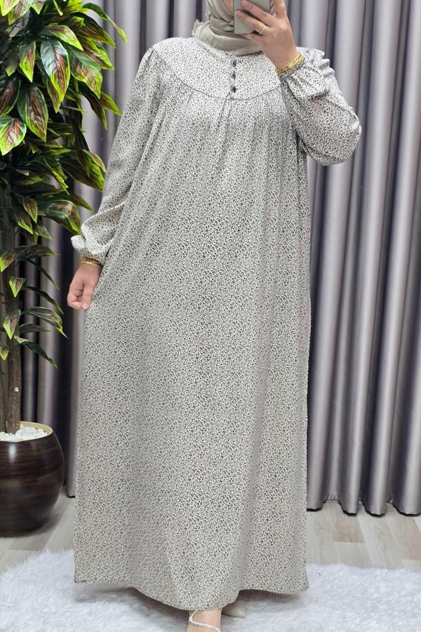 Kadın Tesettür Giyim Büyük Beden Çıtır Desen Tam Robalı Elbise  - Image 1