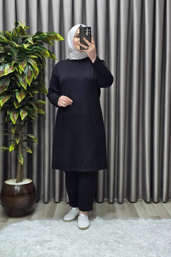 Kadın Tesettür Giyim Büyük Beden Nervürlü Spor İkili Takım  - Image 1