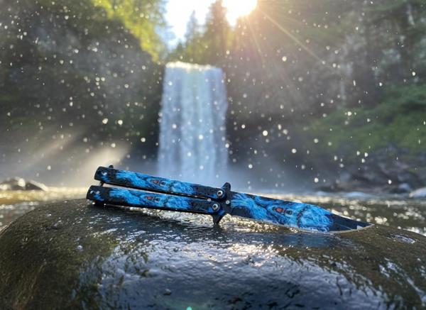 AlsepeteAvm Mavi Kurt Baskılı Tanto Kamp Çakısı - Image 1