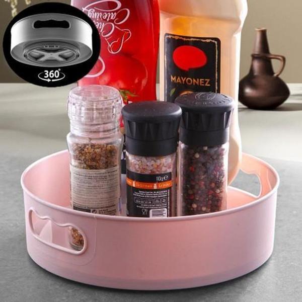 Pd Home 360 Derece Dönen Banyo&buzdolabı Düzenleyici Tepsi Pembe - Image 1