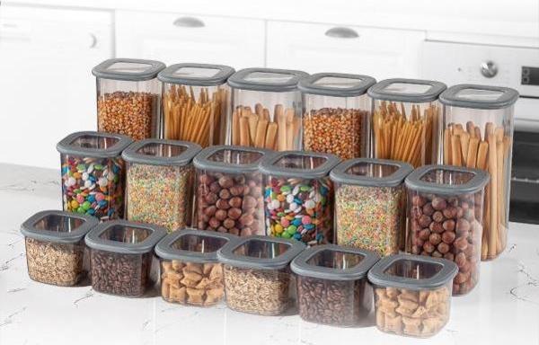 VIENEV FOLY Kare Erzak Saklama Kabı 18'li Set 6x(0,55 Litre, 1,2 Litre, 1,75 Litre) - Image 1