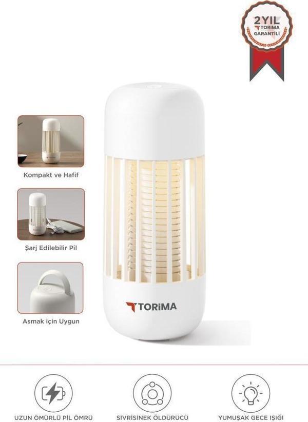 Torima SSK-11 Beyaz Şarjlı Uv Işıklı Elektrikli Sivrisinek Öldürücü Lamba Sinek Kovucu Sineksavar - Image 1