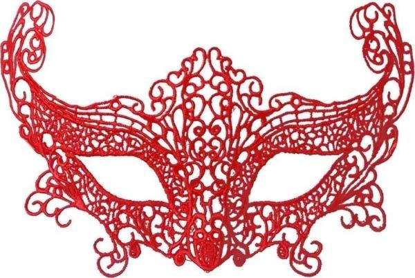 BFS   Kırmızı Renk Dantel Örgü İşlemeli Parti Maskesi Model 3 - Image 1