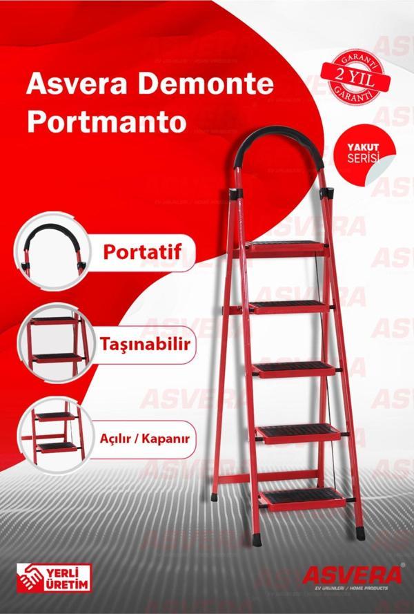 Yakut Serisi – Patika 5 Basamaklı Katlanır Merdiven | Depo, Bahçe ve Ev için Güvenli - Image 1