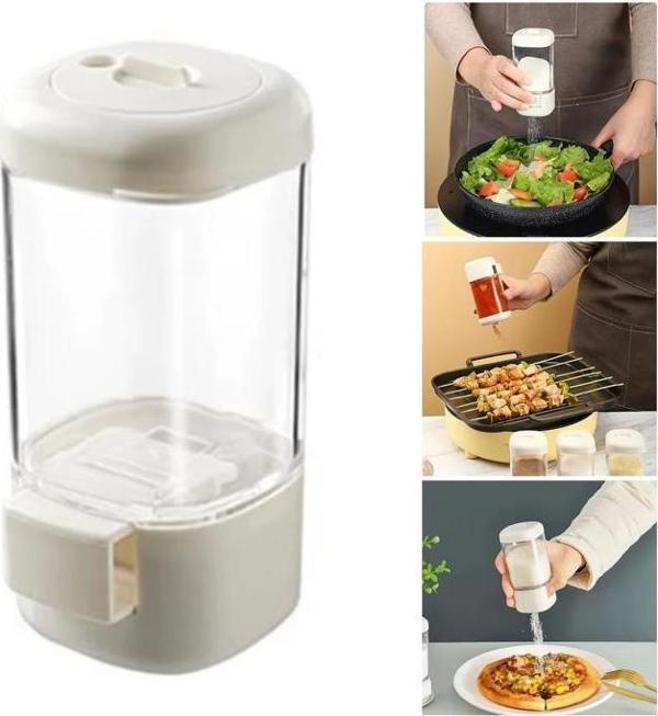 1 Adet Tuşlu Basmalı Baharatlık Gramaj Ayarlı Tuzluk Şekerlik Tuz Biber Baharat Saklama Kabı 140 ml - Image 1