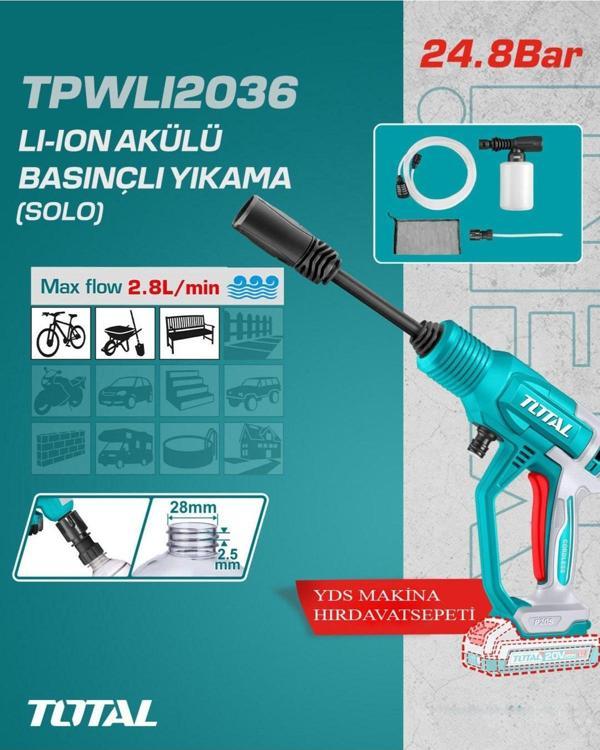 LI-ION AKÜLÜ BASINÇLI YIKAMA SOLO AKÜSÜZ TPWLI2036 - Image 1