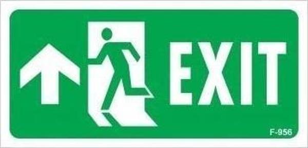Exit Yukarı Sol Ok İşaretli Uyarı Levhası 17,5x25 KOD:956 - Image 1