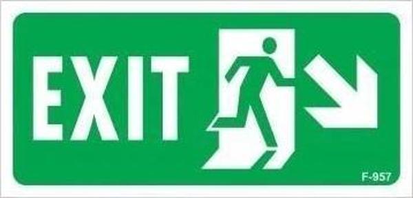 Exit Sağ Aşağı Uyarı Levhası 17,5x25 KOD:957 - Image 1