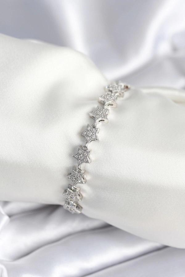 BFS Pirinç Gümüş Renk Yıldız Model Kadın Bileklik - Image 1