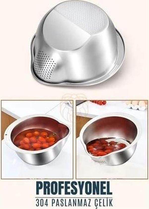 BFS Pirinç Süzgeci Makarna Salata Süzgeci 304 Paslanmaz Çelik Mink Design - Image 1