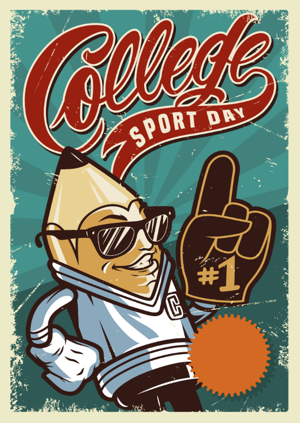 College Sport Day Retro Ahşap Poster | Kampüs Temalı Vintage Duvar Tablosu - Image 1