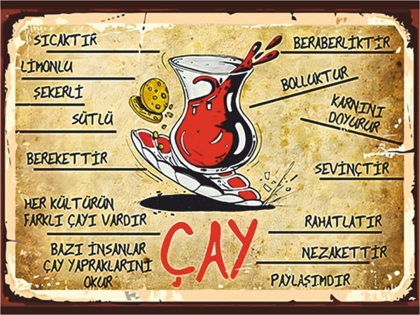 Çay Kültürü Temalı Retro Ahşap Poster Tablo | Paylaşım, Nezaket ve Keyif Dekoru - Image 1