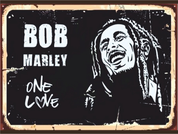 Bob Marley One Love Temalı Retro Ahşap Poster Tablo | Reggae Efsanesi Duvar Dekoru - Image 1