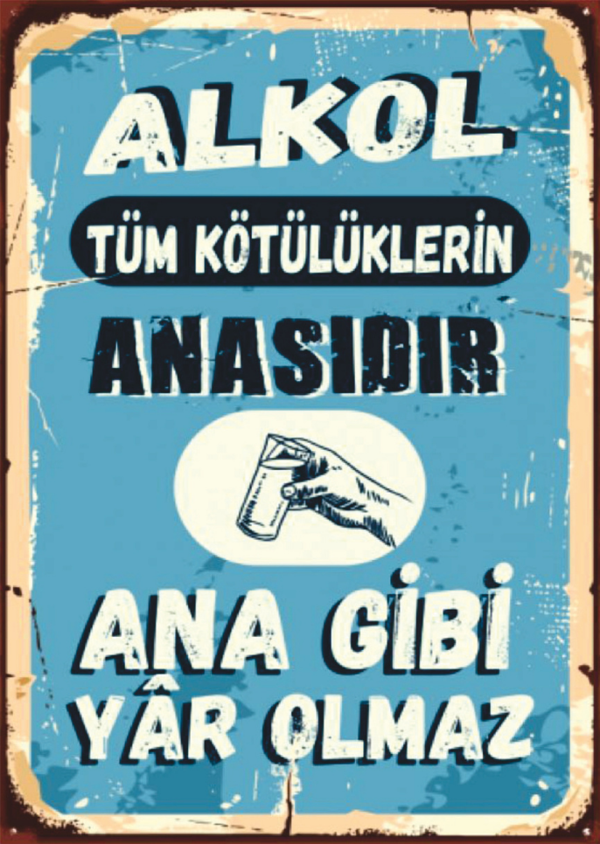 Alkol Temalı Mizahi Retro Ahşap Tablo - “Ana Gibi Yâr Olmaz” Yazılı Tasarım - Image 1