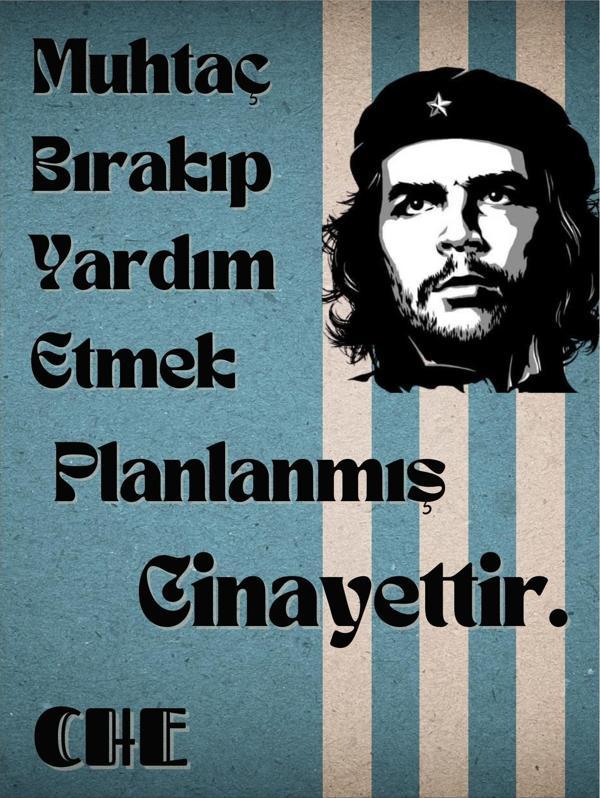 Che Guevara Sözlü Dekoratif Ahşap Tablo - Image 1