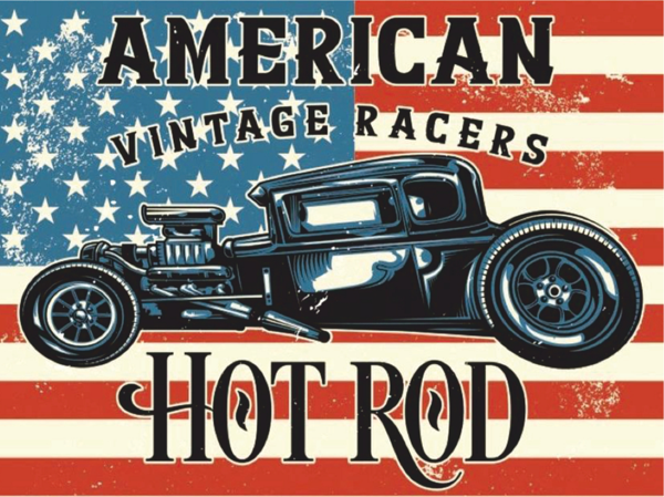 American Hot Rod Retro Ahşap Poster Tablo | Vintage Yarış Arabası Duvar Dekoru - Image 1