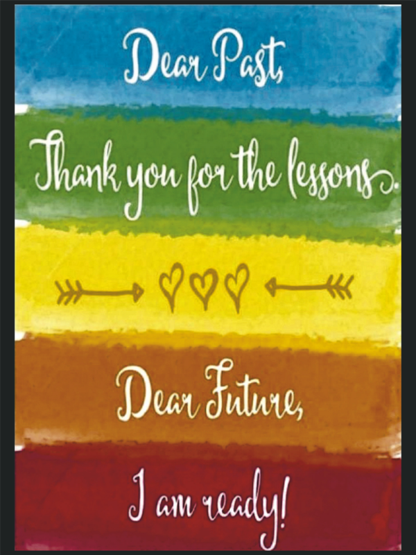 Dear Past Dear Future Temalı Renkli Ahşap Poster Tablo | Motivasyon & İlham Dekoru - Image 1