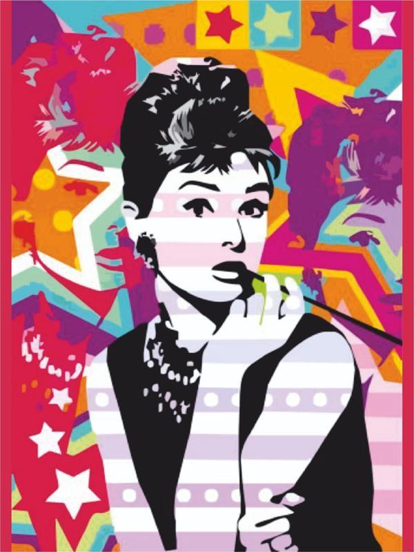 Audrey Hepburn Pop Art Tablo | Renkli Retro Dekor - Image 1